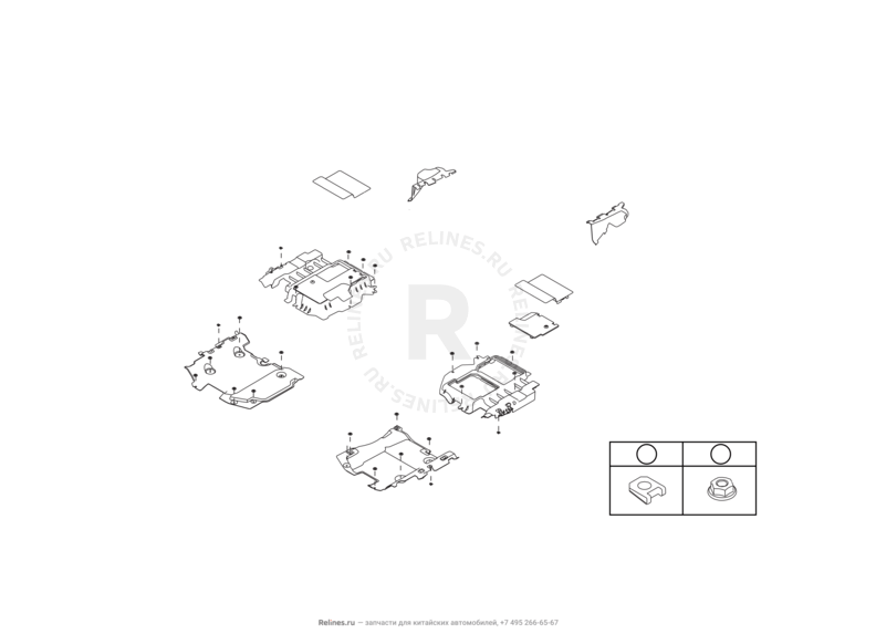 Запчасти Haval H8 Поколение I (2013) 4x2 — Обшивка (ковер) и комплектующие пола (1) — схема