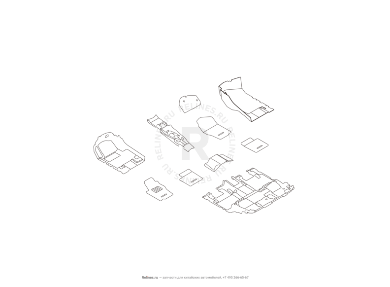 Запчасти Haval H8 Поколение I (2013) 4x4 — Обшивка (ковер) пола (1) — схема
