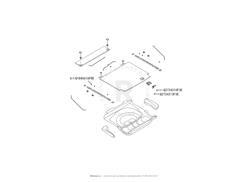 Запчасти Haval H8 Поколение I (2013) 4x2 — Вкладыш багажника под запасное колесо (3) — схема