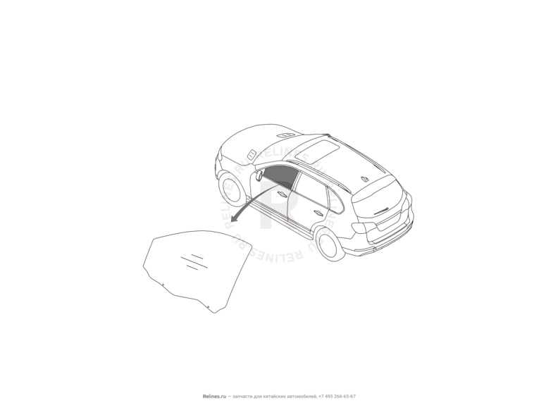 Запчасти Haval H8 Поколение I (2013) 4x4 — Стекла и стеклоподъемники передних дверей — схема
