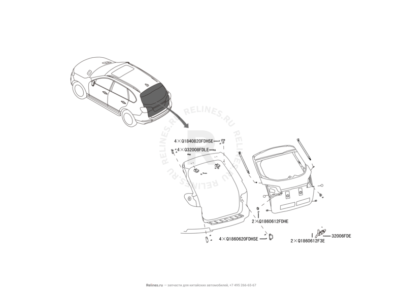 Запчасти Haval H8 Поколение I (2013) 4x2 — Дверь багажника (1) — схема