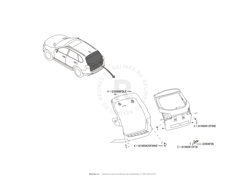 Запчасти Haval H8 Поколение I (2013) 4x2 — Дверь багажника (2) — схема