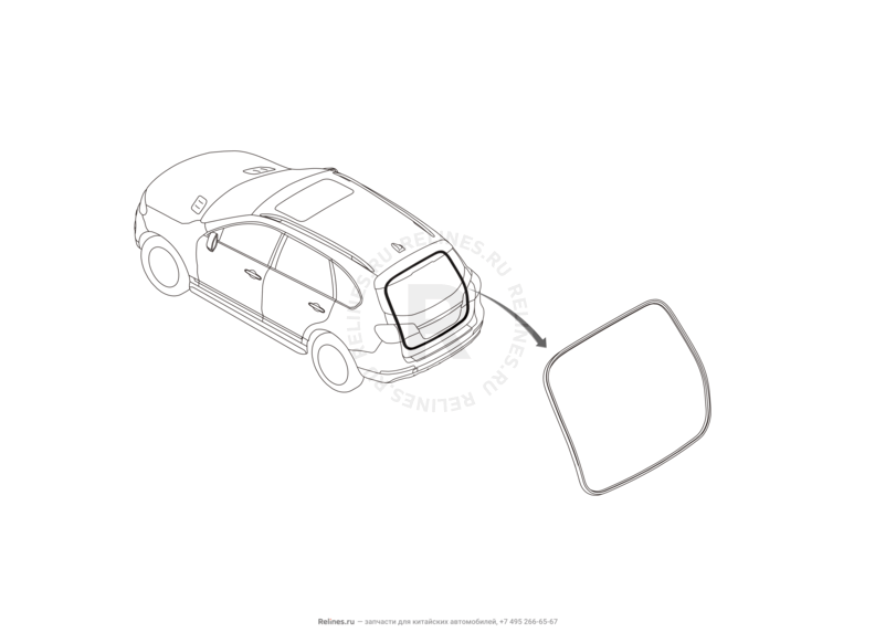 Запчасти Haval H8 Поколение I (2013) 4x4 — Уплотнители и молдинги 5-й двери (багажника) — схема