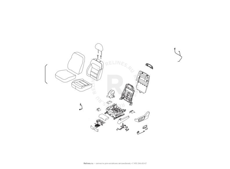 Запчасти Haval H8 Поколение I (2013) 4x2 — Сиденье переднее левое, механизмы регулировки и ремень безопасности (2) — схема