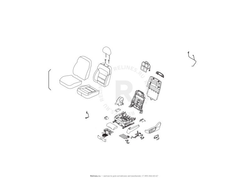 Запчасти Haval H8 Поколение I (2013) 4x4 — Сиденье переднее левое, механизмы регулировки и ремень безопасности (14) — схема