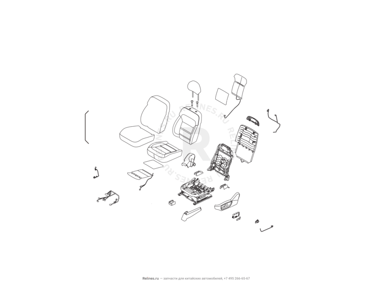 Запчасти Haval H8 Поколение I (2013) 4x2 — Сиденье переднее левое, механизмы регулировки и ремень безопасности (25) — схема