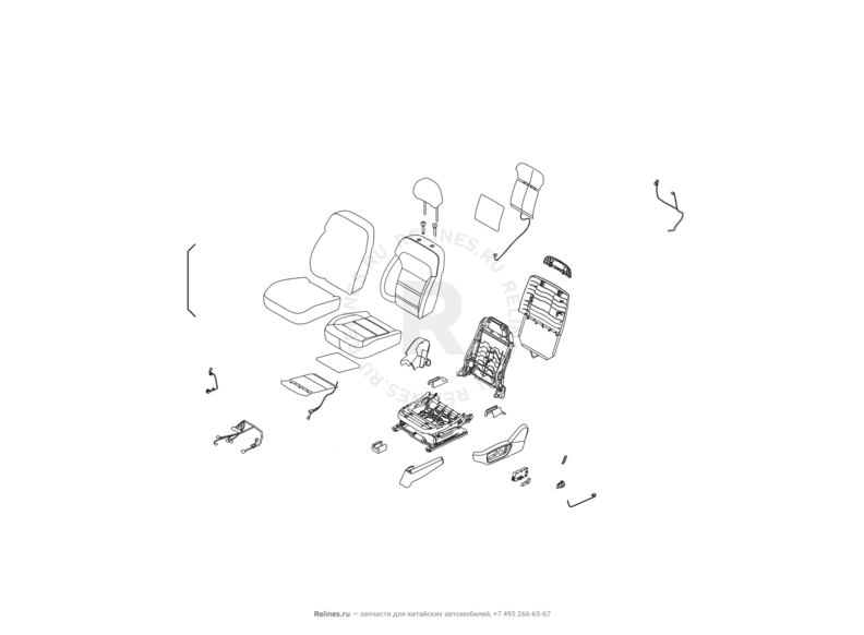 Запчасти Haval H8 Поколение I (2013) 4x4 — Сиденье переднее левое, механизмы регулировки и ремень безопасности (36) — схема