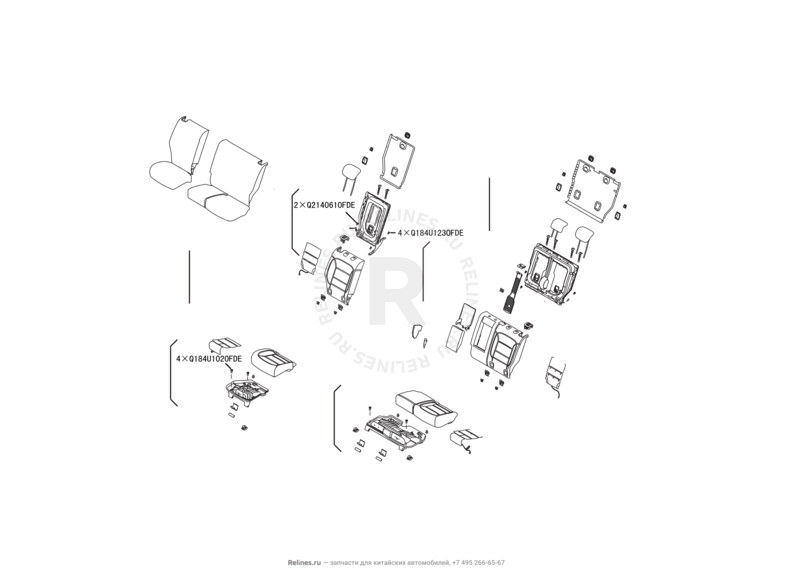 Запчасти Haval H8 Поколение I (2013) 4x4 — Средний ряд сидений (1) — схема