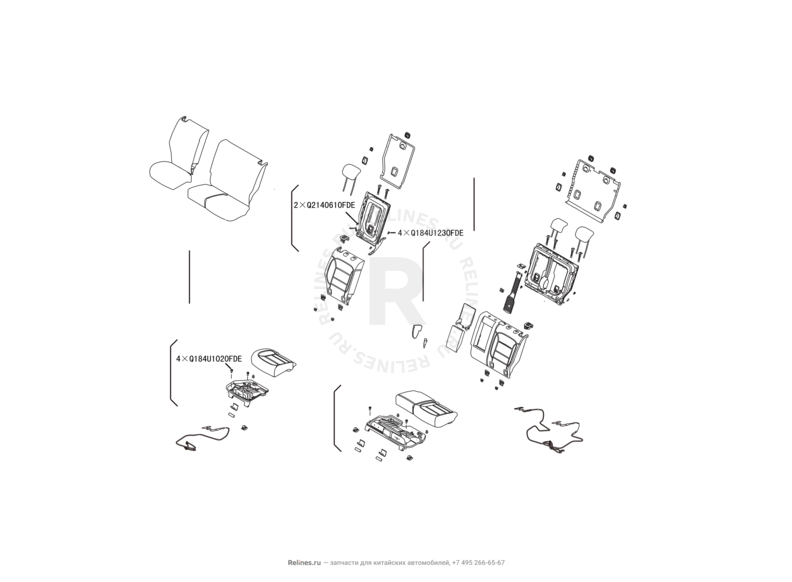 Запчасти Haval H8 Поколение I (2013) 4x2 — Средний ряд сидений (13) — схема