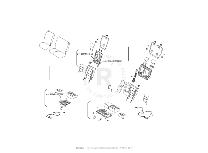 Запчасти Haval H8 Поколение I (2013) 4x4 — Средний ряд сидений (3) — схема