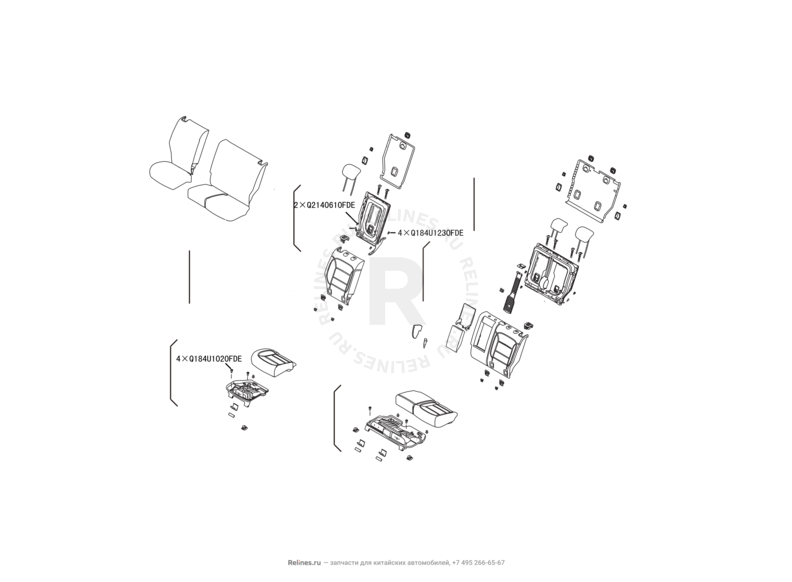 Запчасти Haval H8 Поколение I (2013) 4x4 — Средний ряд сидений (7) — схема