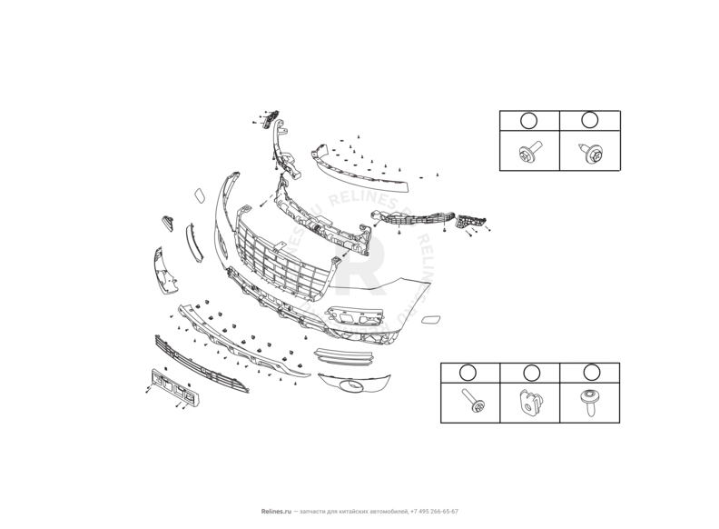 Запчасти Haval H8 Поколение I (2013) 4x2 — Передний бампер (1) — схема