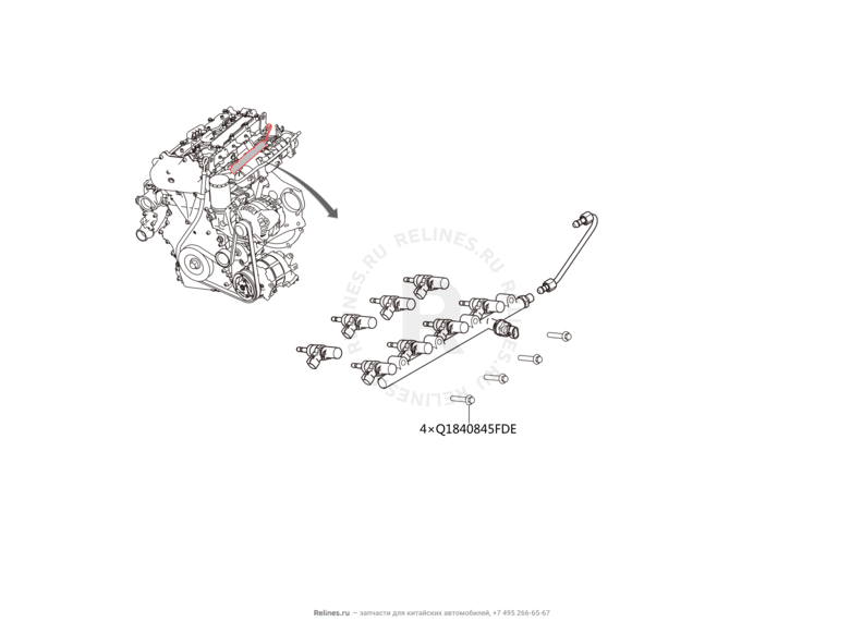 Запчасти Haval H6 Coupe Поколение I (2015) 2.0л, 4x4, МКПП — Топливная система — схема