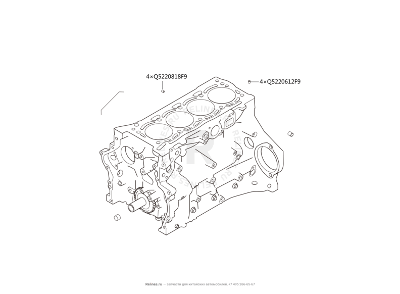 Запчасти Haval H6 Coupe Поколение I (2015) 2.0л, 4x2, МКПП — Блок цилиндров (4) — схема