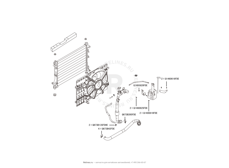 Запчасти Haval H6 Coupe Поколение I (2015) 2.0л, 4x2, МКПП — Система охлаждения — схема