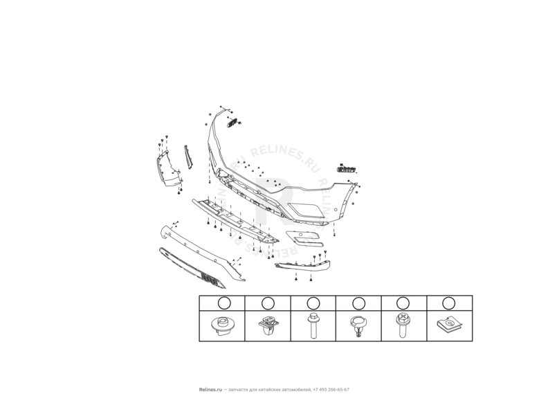 Запчасти Haval H6 Coupe Поколение I (2015) 2.0л, 4x2, АКПП — Передний бампер — схема