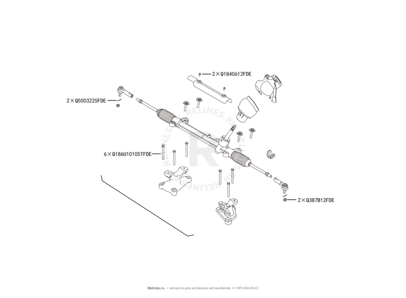Запчасти Haval H6 Coupe Поколение I (2015) 2.0л, 4x2, МКПП — Рулевая рейка — схема