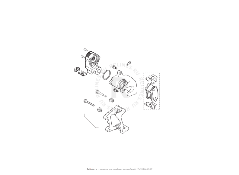 Запчасти Haval H6 Coupe Поколение I (2015) 2.0л, 4x2, МКПП — Суппорт тормозной задний, колодки (1) — схема