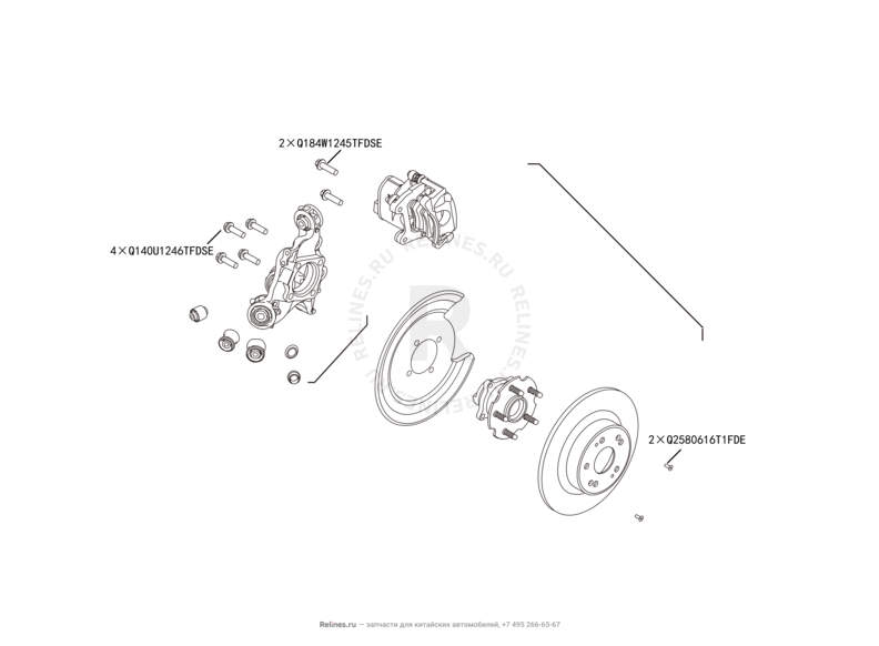 Запчасти Haval H6 Coupe Поколение I (2015) 2.0л, 4x2, МКПП — Задний тормоз — схема