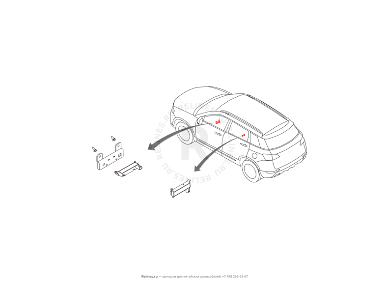 Запчасти Haval H6 Coupe Поколение I (2015) 2.0л, 4x4, МКПП — Антенна низкочастотная (1) — схема