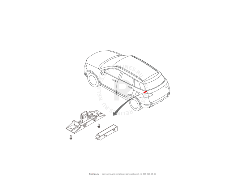 Запчасти Haval H6 Coupe Поколение I (2015) 2.0л, 4x4, МКПП — Антенна низкочастотная (2) — схема
