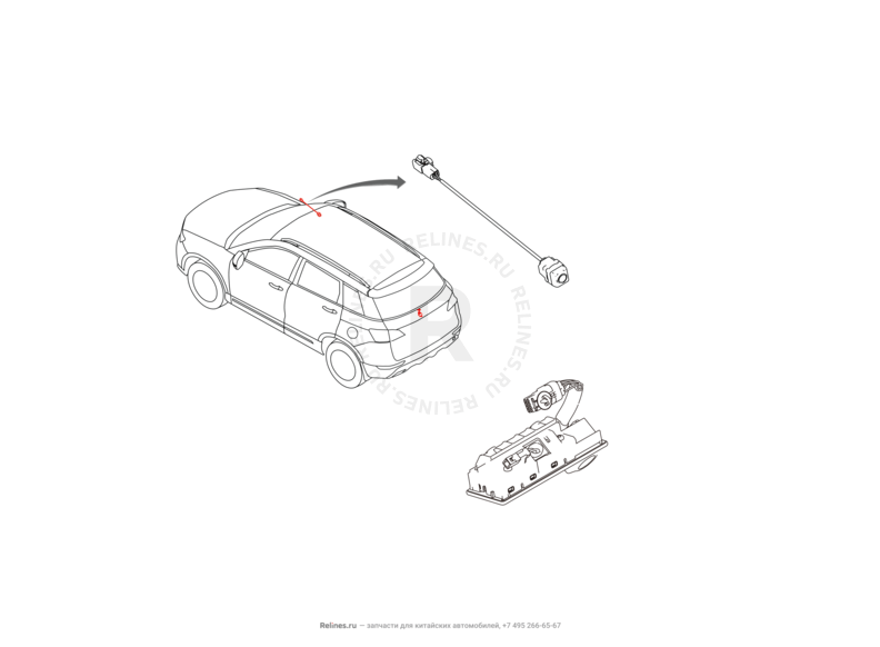 Запчасти Haval H6 Coupe Поколение I (2015) 2.0л, 4x2, АКПП — Камеры заднего вида и ""слепой"" зоны (2) — схема