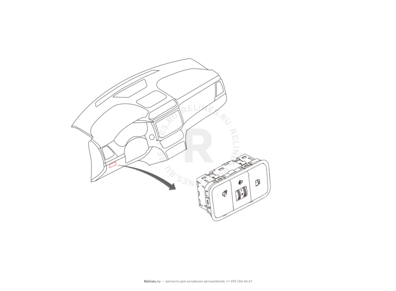 Запчасти Haval H6 Coupe Поколение I (2015) 2.0л, 4x4, МКПП — Кнопка регулировки света фар и переключатель режимов езды (1) — схема