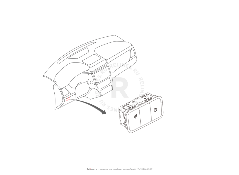Запчасти Haval H6 Coupe Поколение I (2015) 2.0л, 4x2, МКПП — Кнопка регулировки света фар и переключатель режимов езды (2) — схема