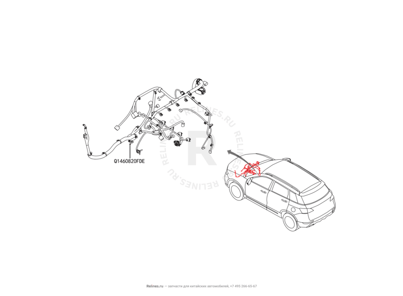 Запчасти Haval H6 Coupe Поколение I (2015) 2.0л, 4x2, АКПП — Проводка двигателя (1) — схема