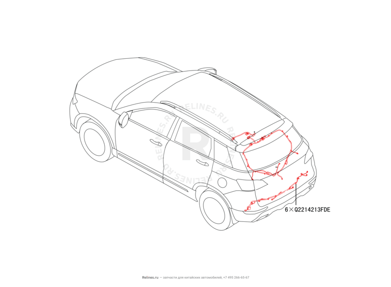 Запчасти Haval H6 Coupe Поколение I (2015) 2.0л, 4x2, МКПП — Проводка задней части кузова — схема