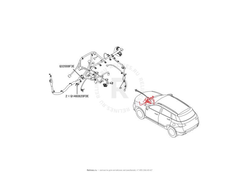 Запчасти Haval H6 Coupe Поколение I (2015) 2.0л, 4x2, МКПП — Проводка двигателя (2) — схема