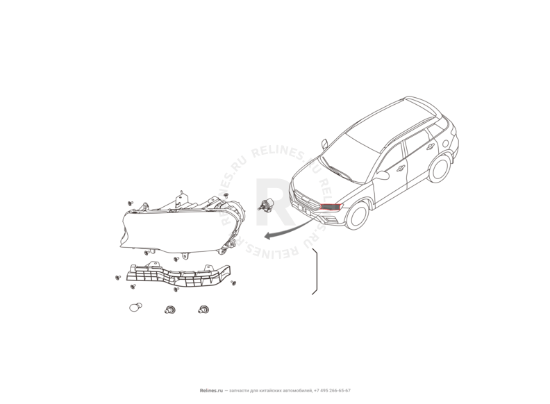 Запчасти Haval H6 Coupe Поколение I (2015) 2.0л, 4x2, АКПП — Фары передние (1) — схема
