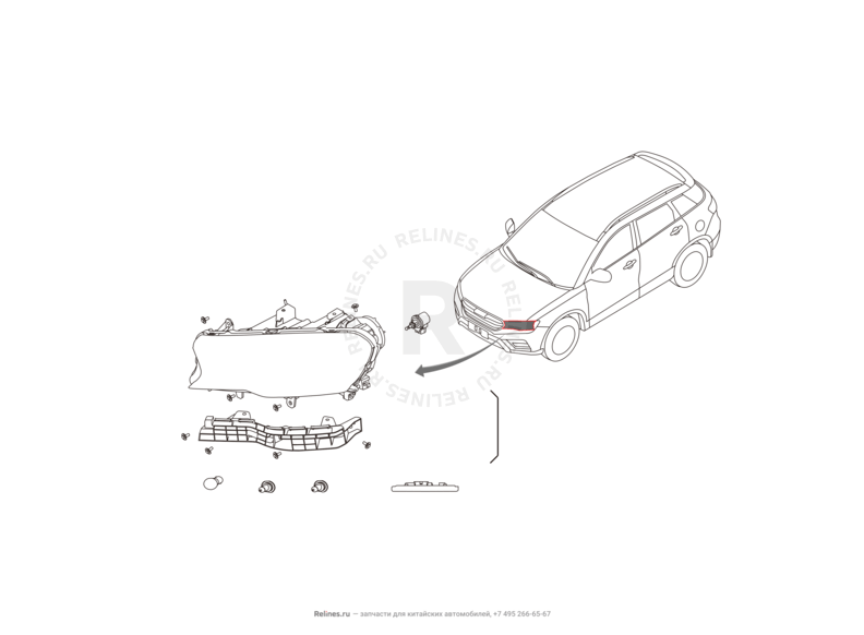 Запчасти Haval H6 Coupe Поколение I (2015) 2.0л, 4x2, АКПП — Фары передние (2) — схема