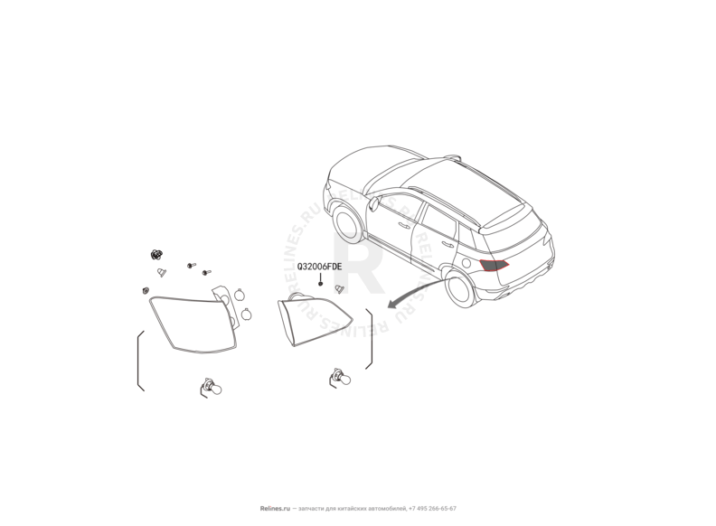 Запчасти Haval H6 Coupe Поколение I (2015) 2.0л, 4x2, МКПП — Фонари задние — схема
