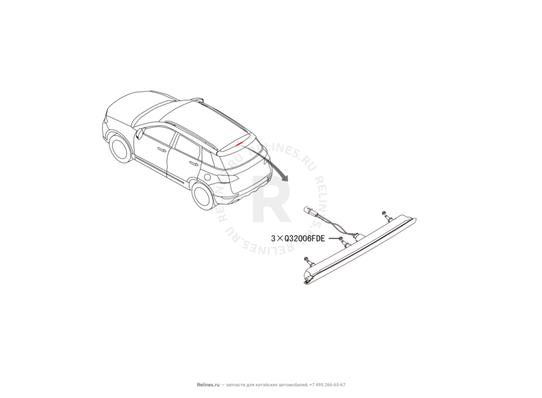 Запчасти Haval H6 Coupe Поколение I (2015) 2.0л, 4x4, МКПП — Стоп-сигнал дополнительный (1) — схема