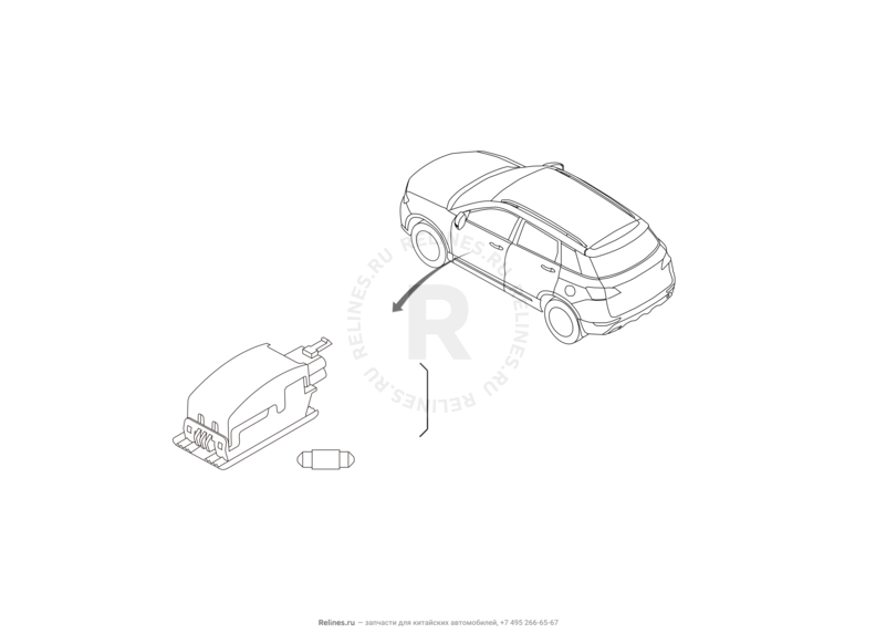 Запчасти Haval H6 Coupe Поколение I (2015) 2.0л, 4x4, МКПП — Подсветка для ног — схема