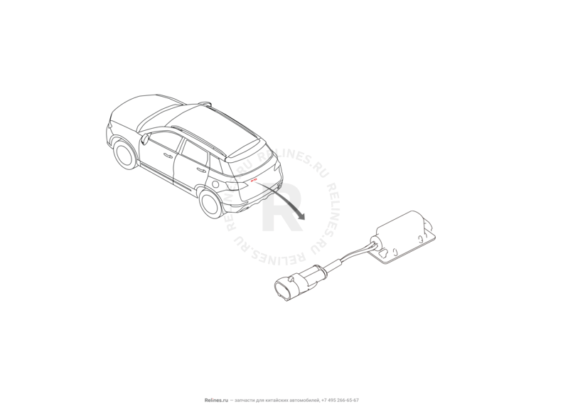 Запчасти Haval H6 Coupe Поколение I (2015) 2.0л, 4x2, АКПП — Подсветка номера — схема