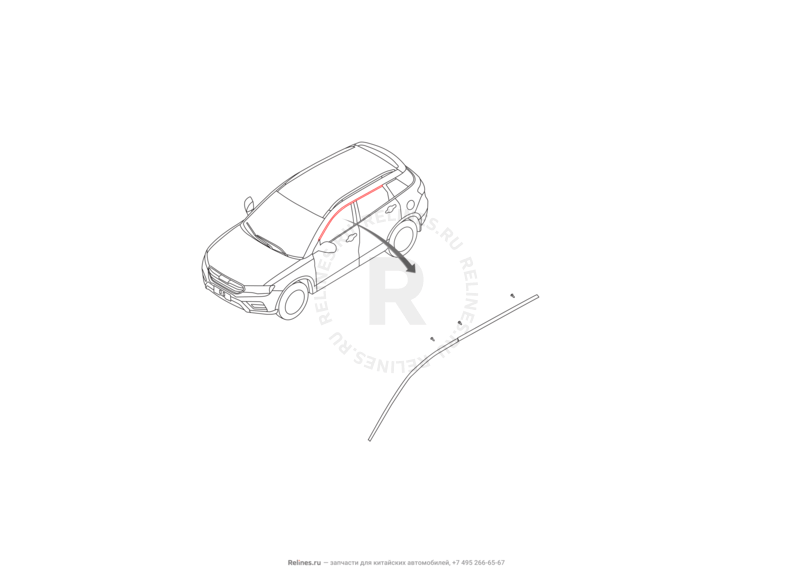 Запчасти Haval H6 Coupe Поколение I (2015) 2.0л, 4x2, МКПП — Молдинги дверей (1) — схема