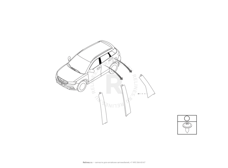 Запчасти Haval H6 Coupe Поколение I (2015) 2.0л, 4x2, АКПП — Молдинги дверей (3) — схема