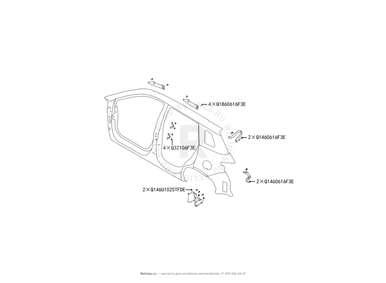Кузовные детали Haval H6 Coupe — схема