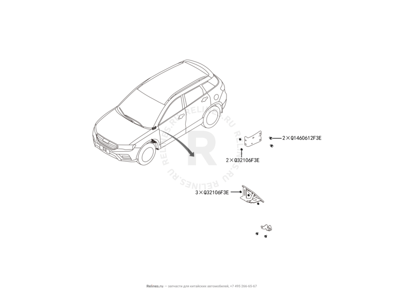 Перегородка (панель) моторного отсека Haval H6 Coupe — схема