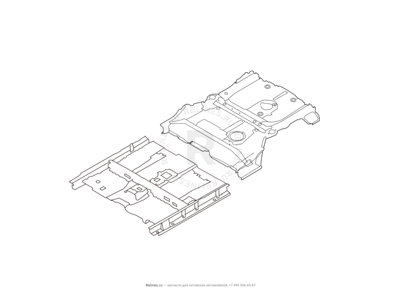 Запчасти Haval H6 Coupe Поколение I (2015) 2.0л, 4x2, МКПП — Усилители порогов и панель пола (2) — схема