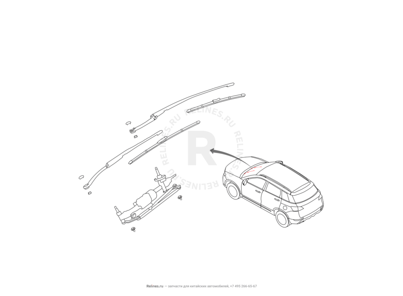 Запчасти Haval H6 Coupe Поколение I (2015) 2.0л, 4x2, МКПП — Стеклоочиститель передний — схема