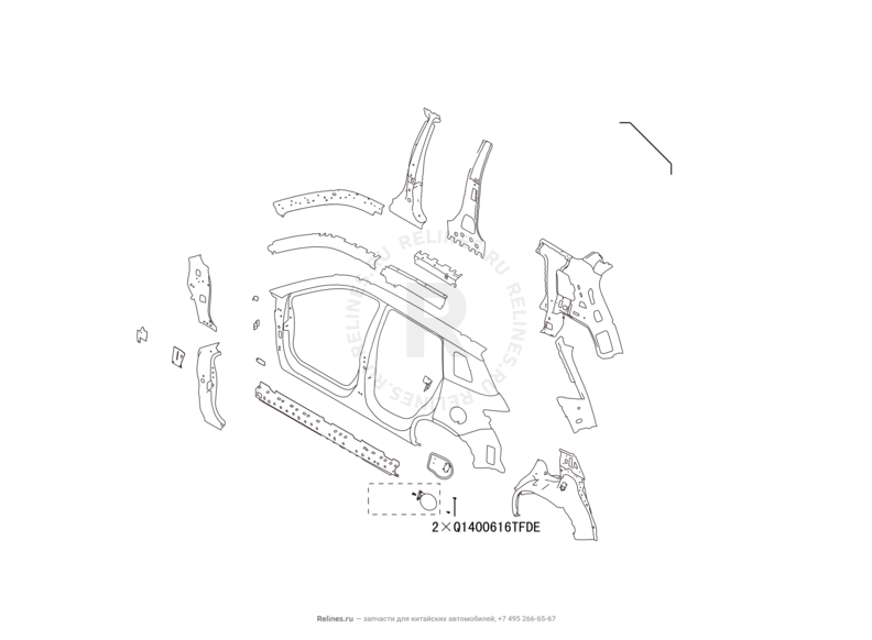Запчасти Haval H6 Coupe Поколение I (2015) 2.0л, 4x2, МКПП — Боковины — схема