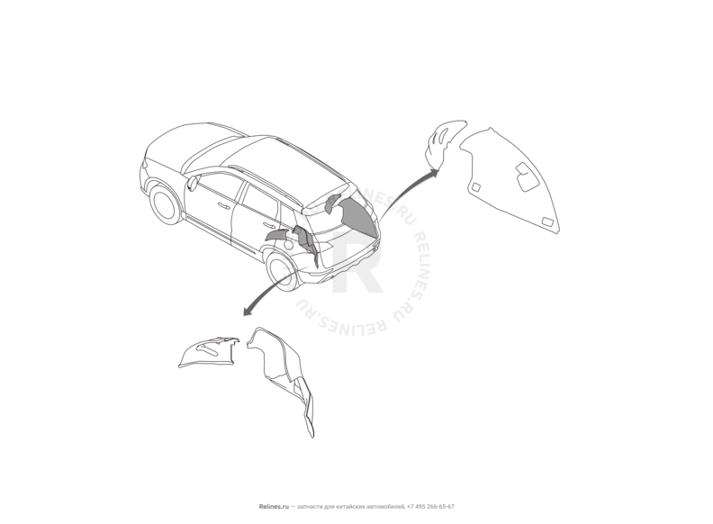 Запчасти Haval H6 Coupe Поколение I (2015) 2.0л, 4x2, АКПП — Панель звукоизоляции — схема
