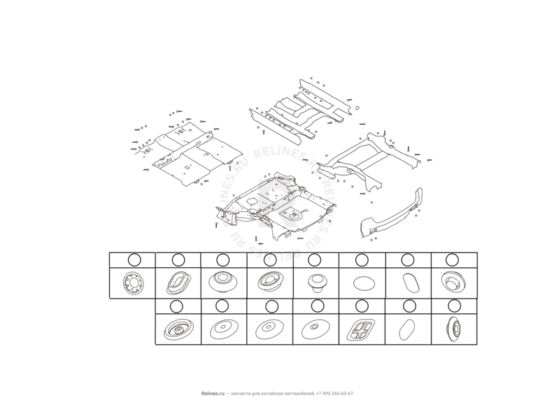 Запчасти Haval H6 Coupe Поколение I (2015) 2.0л, 4x2, АКПП — Заглушка (резина) отверстия пола в кузове (1) — схема