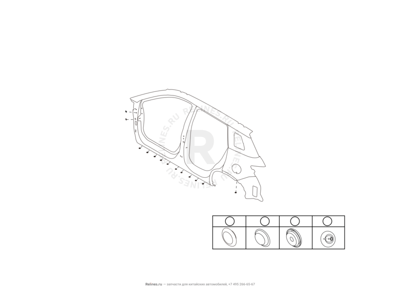 Запчасти Haval H6 Coupe Поколение I (2015) 2.0л, 4x2, МКПП — Заглушка порога резиновая — схема