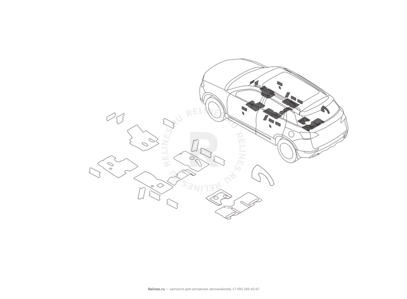 Запчасти Haval H6 Coupe Поколение I (2015) 2.0л, 4x2, МКПП — Теплоизоляция и шумоизоляция капота (1) — схема