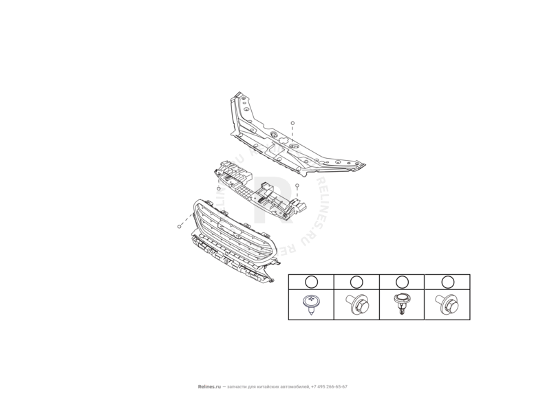 Запчасти Haval H6 Coupe Поколение I (2015) 2.0л, 4x2, МКПП — Решетка радиатора — схема