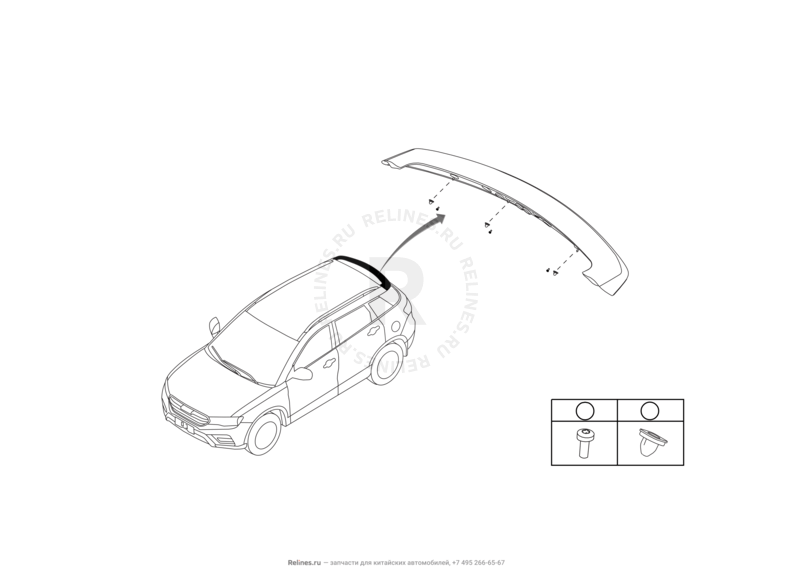 Запчасти Haval H6 Coupe Поколение I (2015) 2.0л, 4x2, АКПП — Спойлер — схема